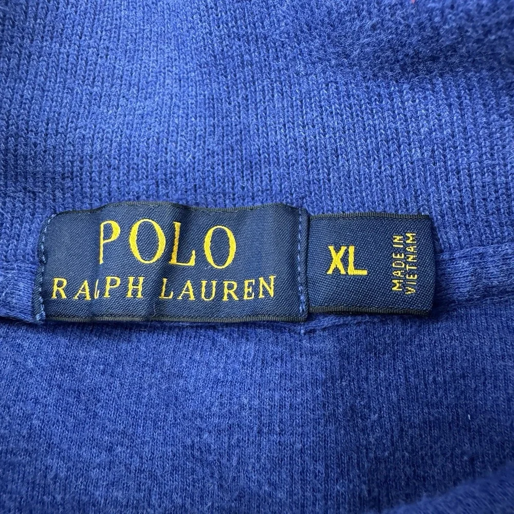 Polo Ralph Lauren Mens XL Quarter Zip Pullover Blue Jumper‎ Sweater Red Pony